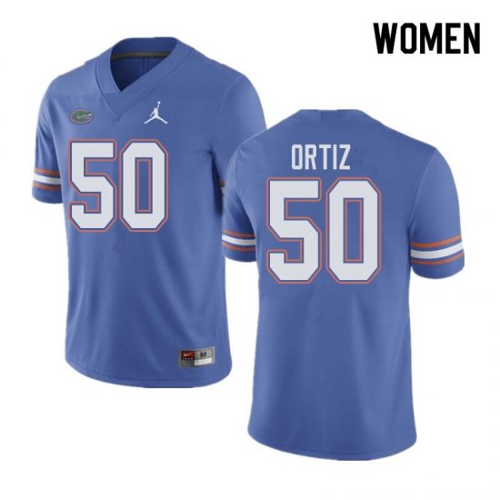 Women's Florida Gators #50 Marco Ortiz NCAA Jordan Brand Blue Authentic Stitched College Football Jersey FQR1562PC